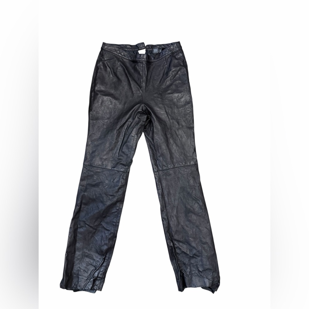 Lafayette 148 NY Genuine Leather Pants Sz 8 / Black Matrix Minimalist Chic Y2K